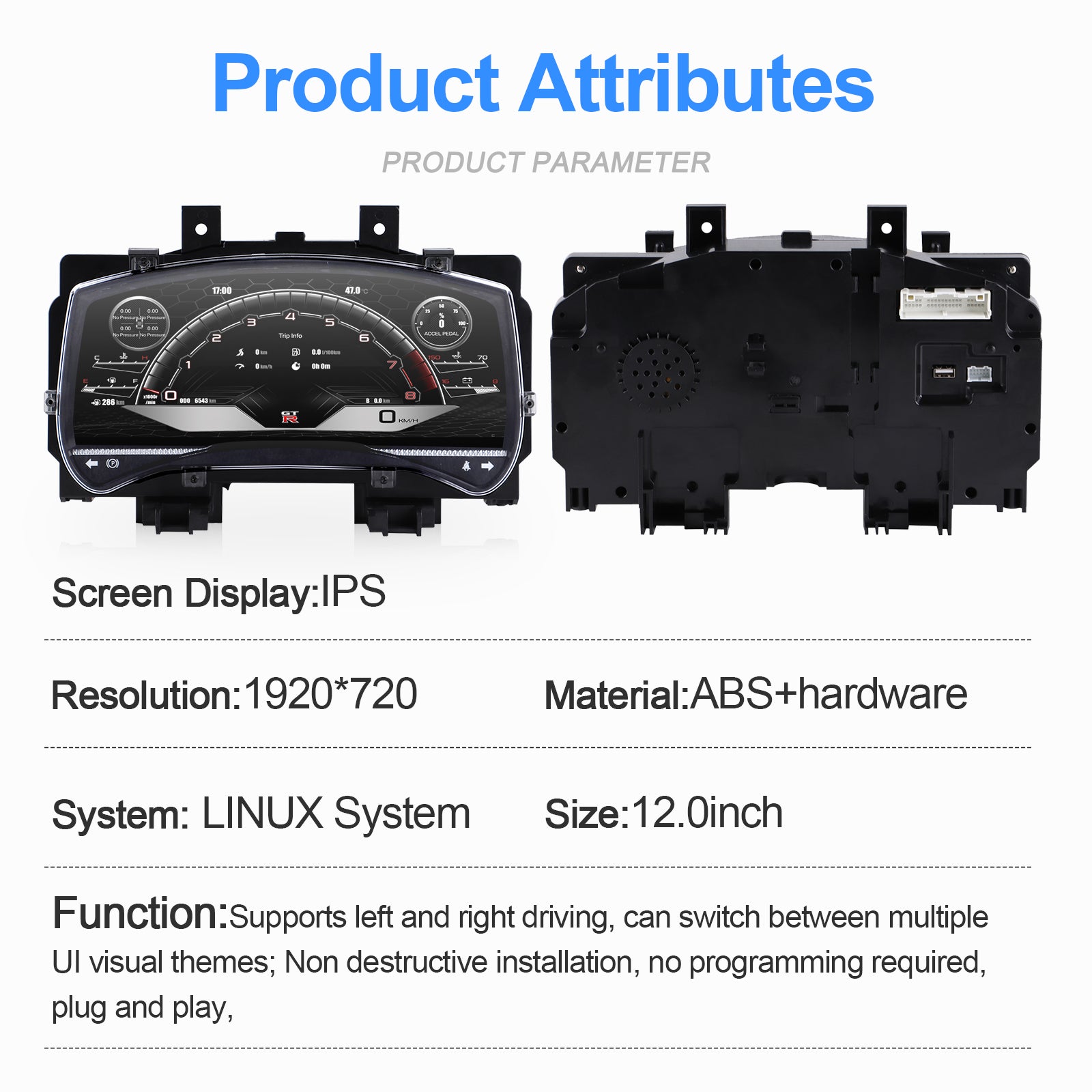 Digital Instrument Cluster LCD Dashboard Speedometer Display upgrade - Nissan GTR 2009-2017