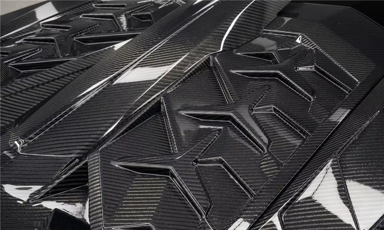 Carbon Fiber SVY Style Rear Wing with Engine Hood - 2011-2021 Aventador LP700 LP740 LP750 Coupe