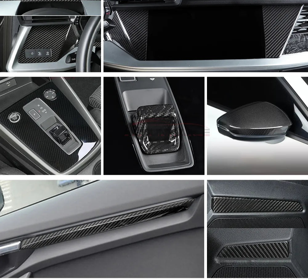 Pre-Preg Carbon Fiber Interior Trims Complete Set (14pc) - Audi A3/S3/RS3 8Y