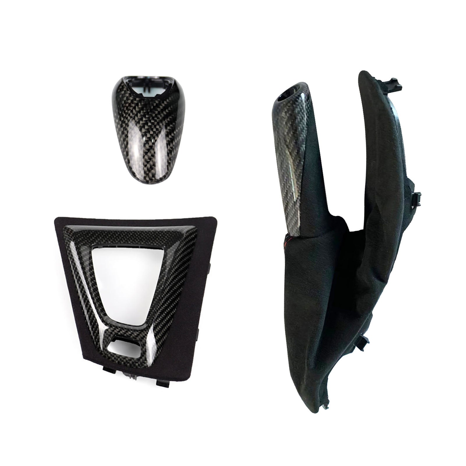 Carbon Fiber Interior Gear Shift Knob Head Console Panel Handbrake Replacement Cover Kit - BMW M3 M4 F80 F82