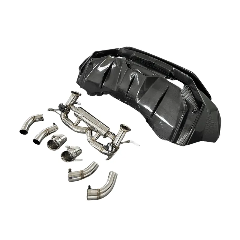 Tecnica Style Carbon Fiber Rear Bumper w/ Exhaust - Huracan LP610 LP580 EVO