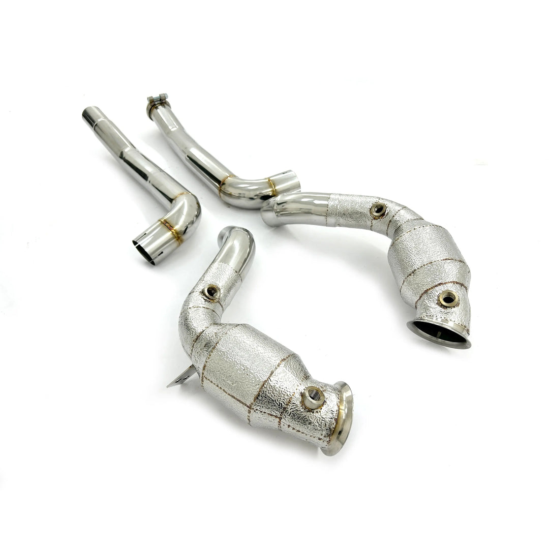 Performance Exhaust Downpipes w/ HeatShield - Mercedes Benz AMG GT GTC GTR GTS 4.0T