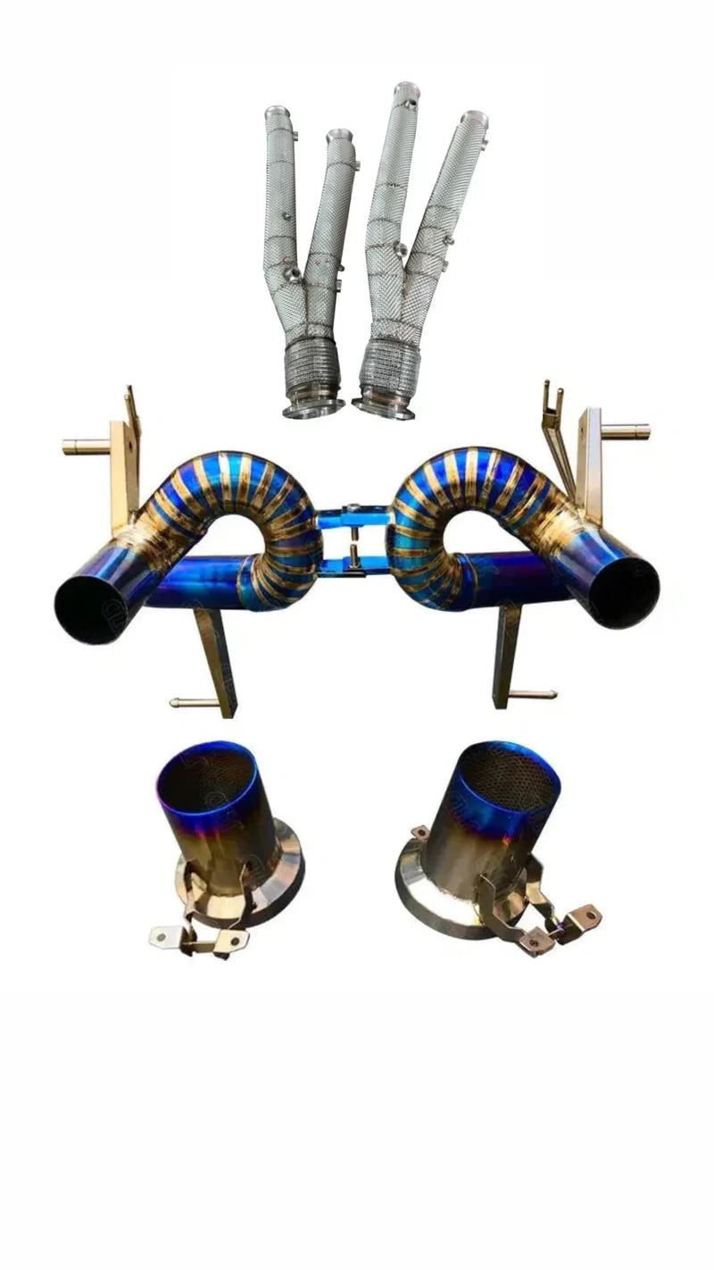 Straight Pipe Cat Back Exhaust System Paired With Cat Less Downpipe F1 Package - Lamborghini SVJ