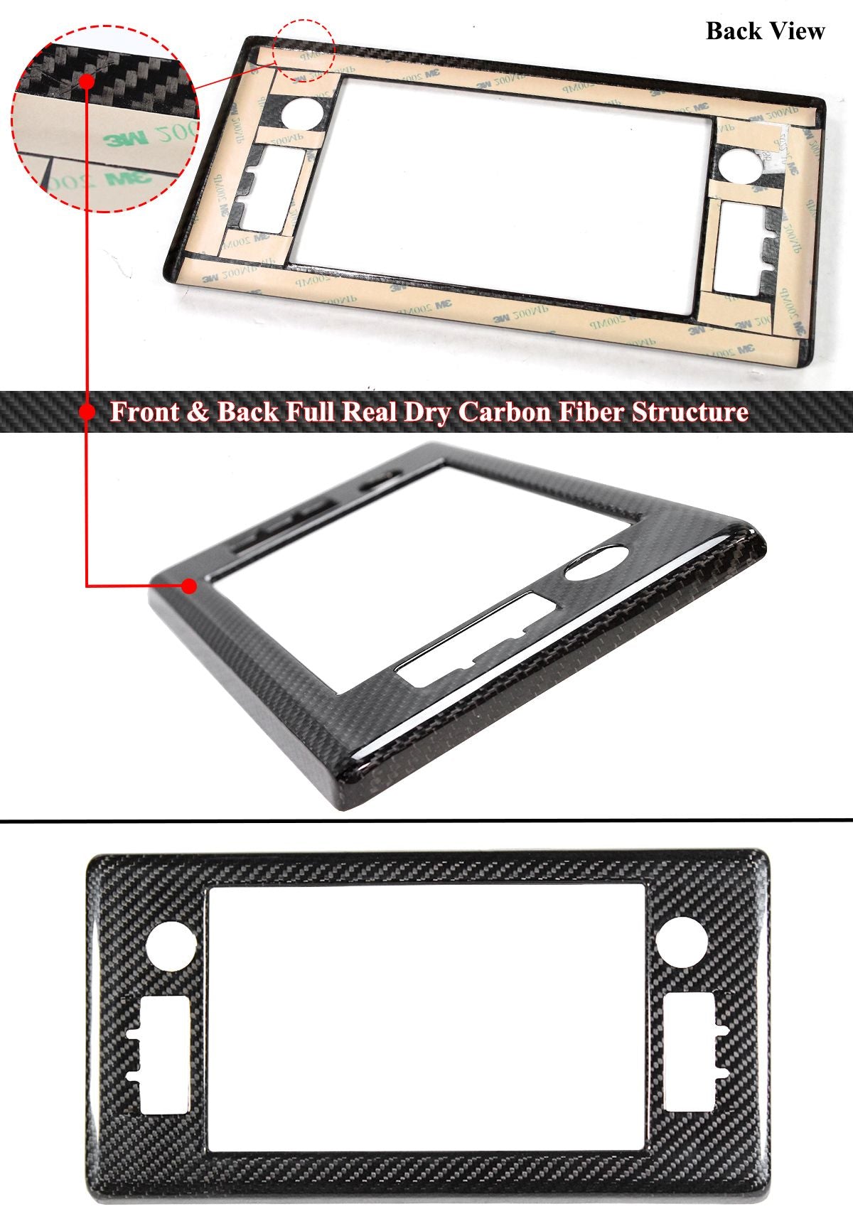 Dry Carbon Fiber Center Mutimedia/ Radio Screen Cover w/ Gloss Finish