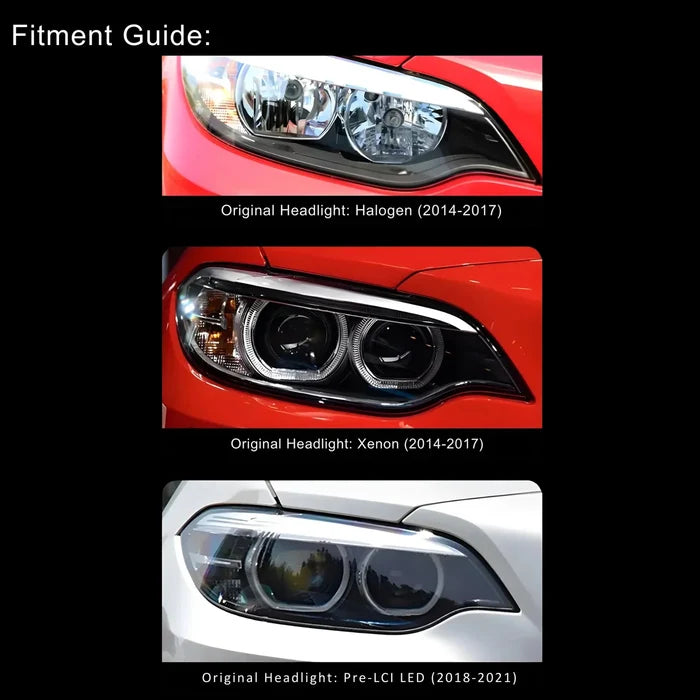 Multi-Color RGB LCI Style LED Headlights Plug n Play - BMW F87 M2/F22 2 Series