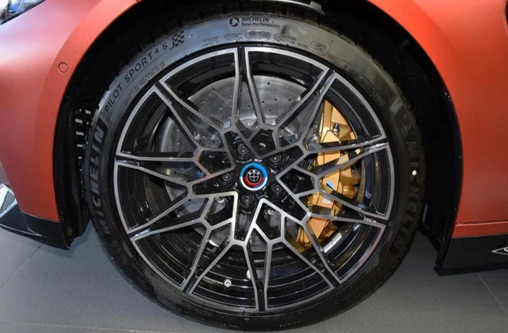 Carbon Fiber 50th Years M Heritage Emblem Roundel Cover &  Hub Cap Replacement (7 Piece)- BMW Roundel