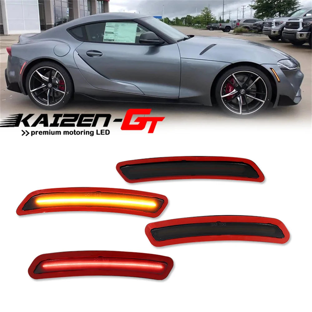 LED Smoked Side Marker light Front Bumper & Rear Bumper Reflectors - Toyota Supra MK5