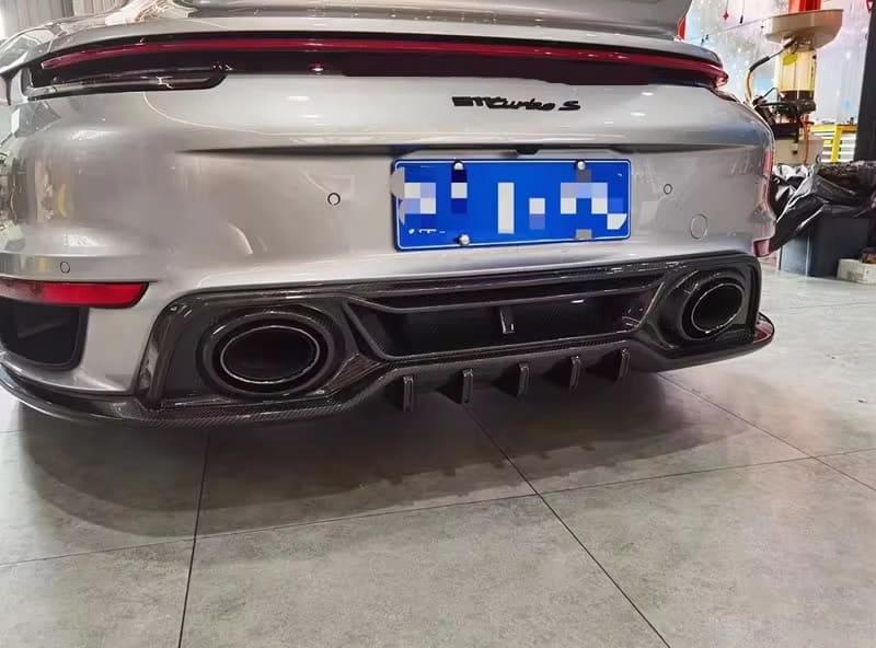 Carbon Fiber T Style Rear Diffuser - Porsche 911 992 Turbo S