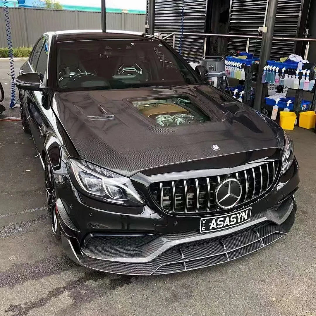 Carbon Fiber Hood W/ Transparent Window -  Mercedes Benz W205 C63 AMG