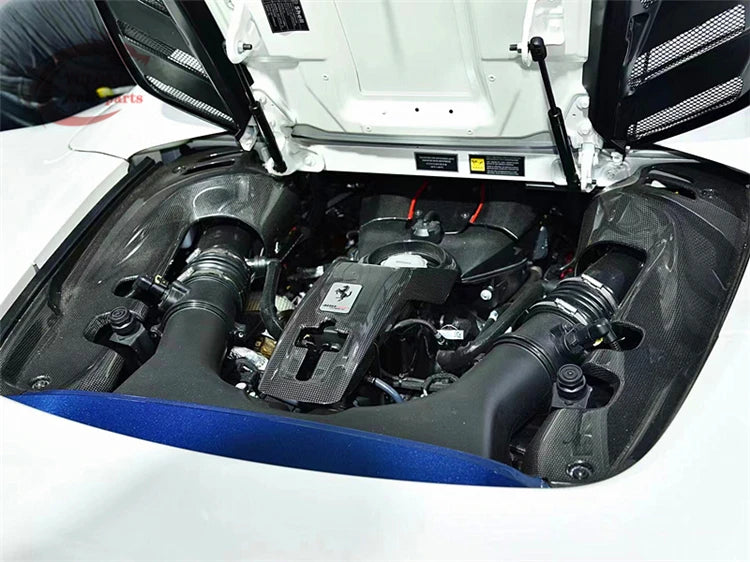 Dry Carbon Fiber Engine Bay Cover Set - Ferrari 488 GTB spider