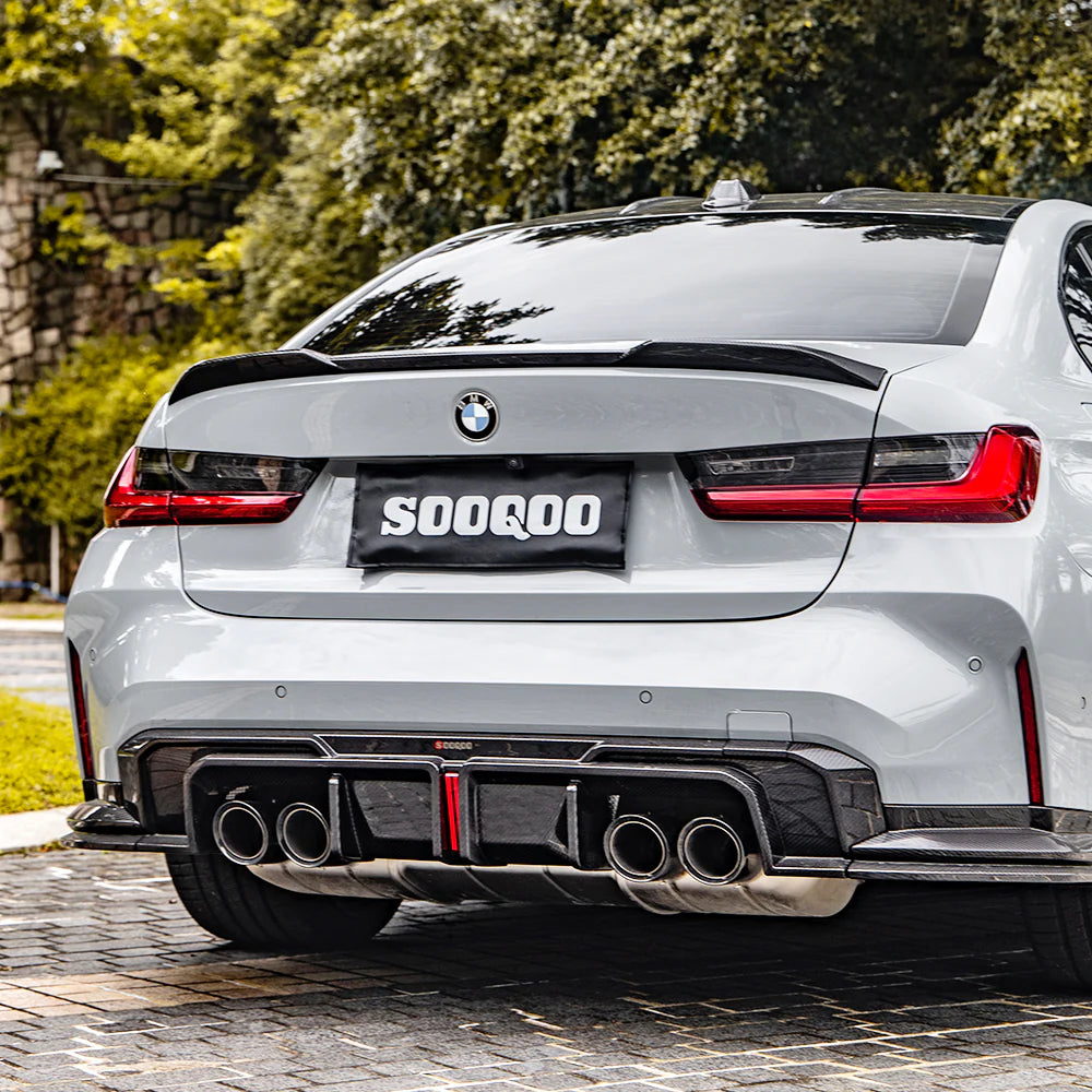 SOOQ00Carbon Fiber Diffuser W/ Brake Light + Rear Splitter - BMW G80 & G81 / G82 & G83 M4