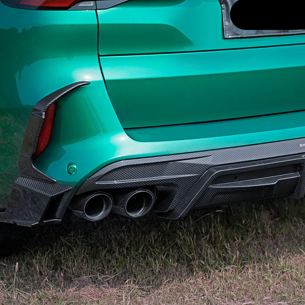 Carbon Fiber SQ Rear Diffuser W Brake Light - BMW X5M F95 LCI / G05 LCI