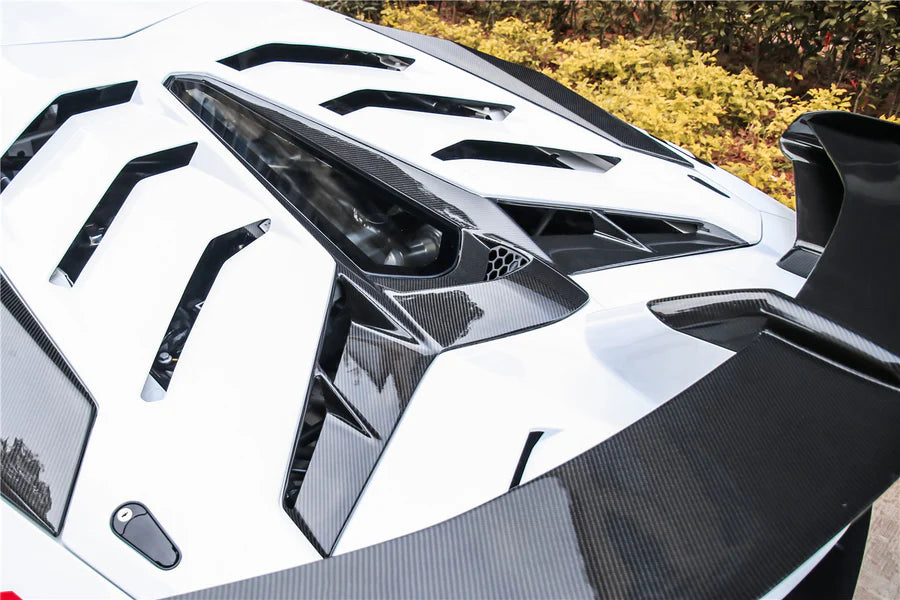 Carbon Fiber SVJ Style Wing And Rear Engine Hood Lid - Lamborghini Aventador LP700 LP720 LP740 LP750 Coupe