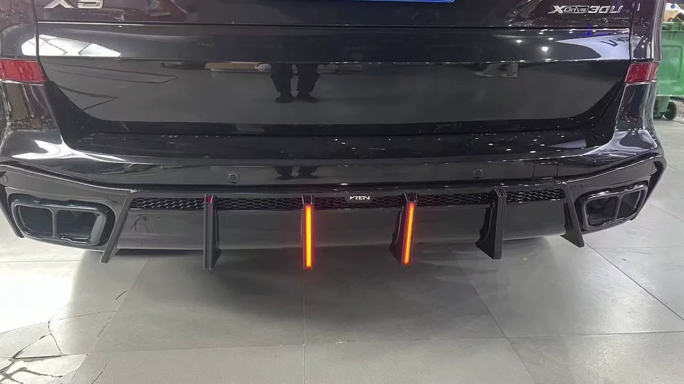 Gloss Black V Style Rear Diffuser w/ DUAL LED - BMW X5 G05 2019-2025