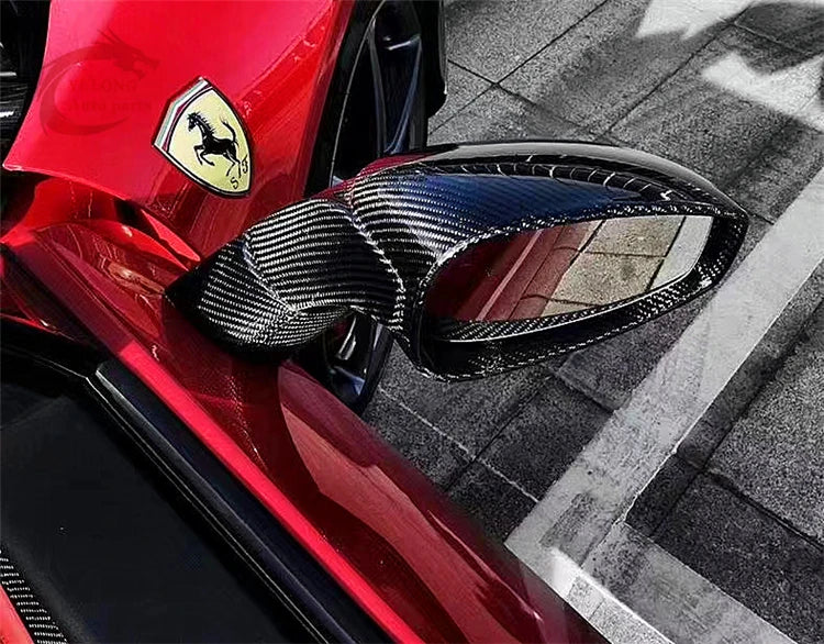 C Style Carbon Fiber Side Mirror Caps -  Ferrari 488 GTB Spider