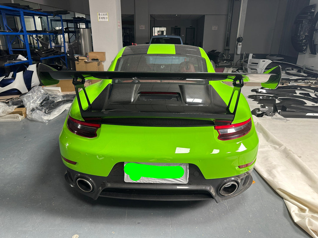 GT2RS Style Dry Carbon Fiber Rear wing w/ Carbon Fiber Trunk - 2016-2019 Porsche 911 991.2 Carrera & S & 4S