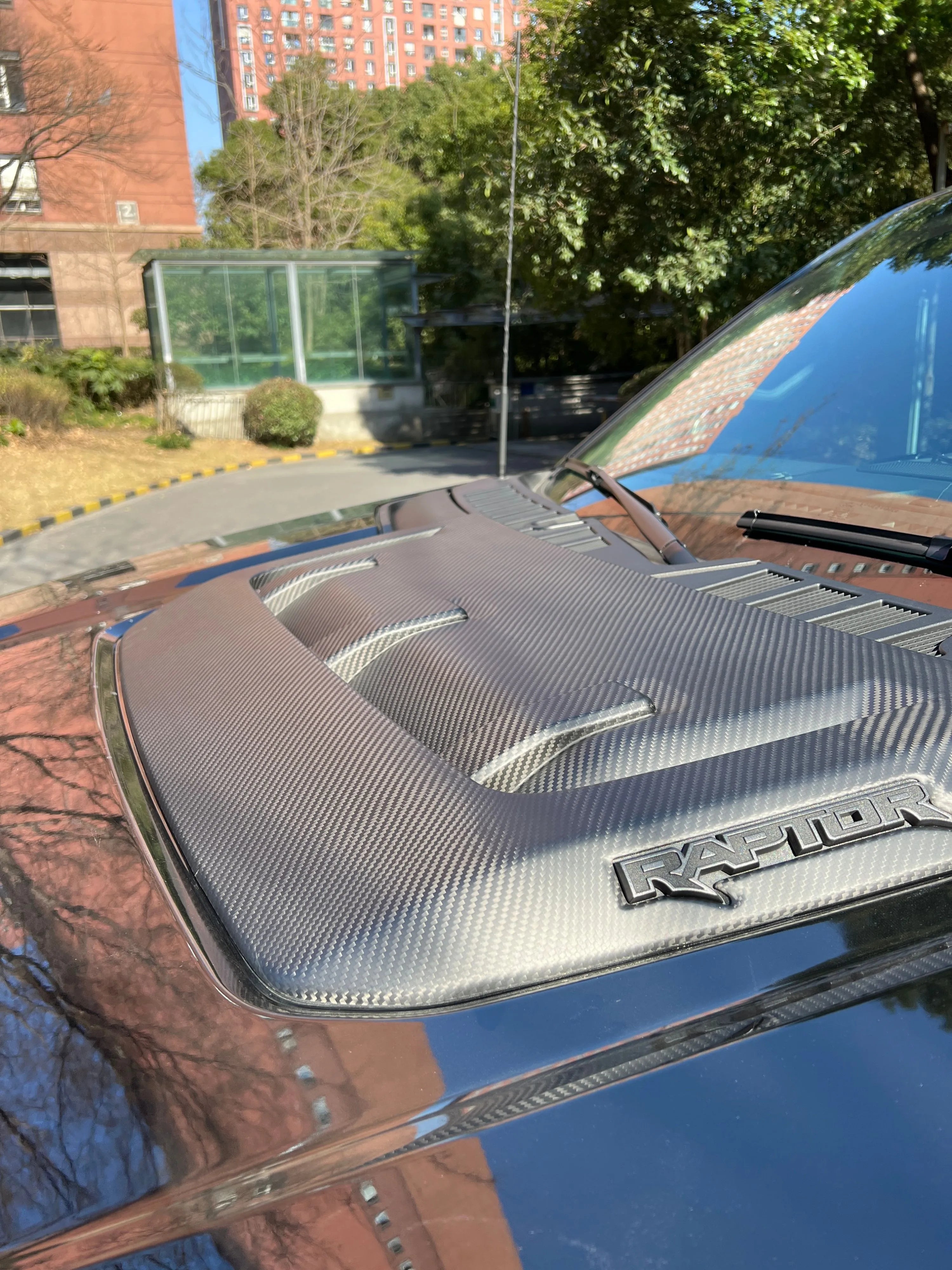 Carbon Fiber Engine Hood Cover Trim - Ford F-150 Raptor 2021-2025