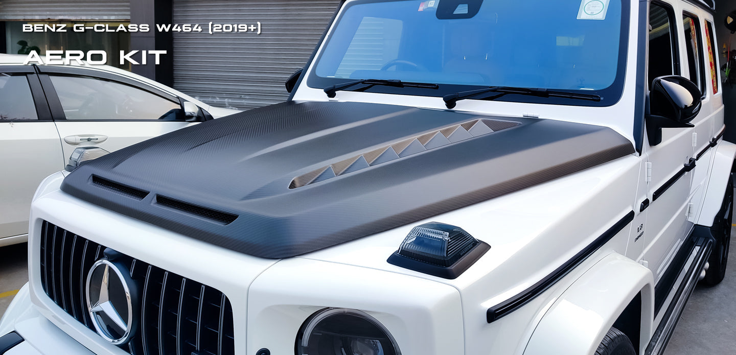 Dry Carbon Fiber Engine Hood Bonnet Replacement - Mercedes Benz G Wagon Class W464 W463A AMG G63 G350 G500