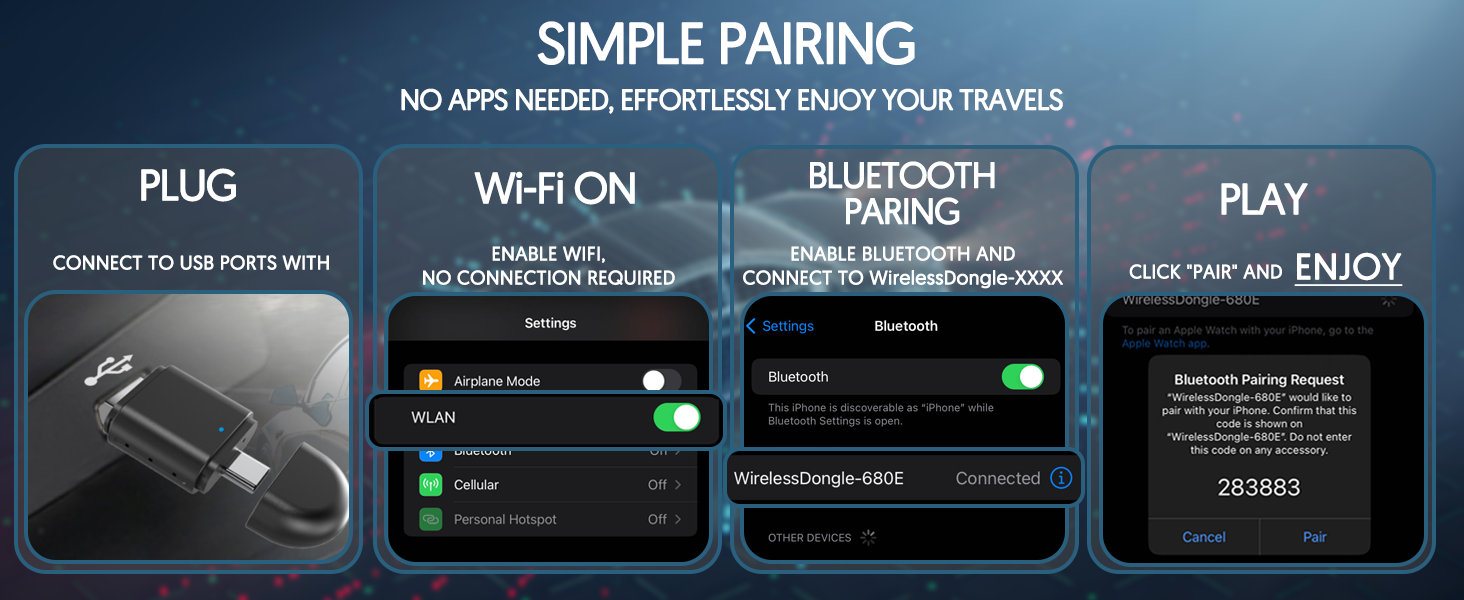 WireLess Apple Carplay & Android Carplay Auto Plug Smart Box USB&Type-c Adapter - Universal