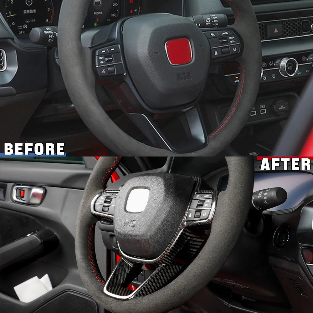 Carbon Fiber Steering Wheel Cover Trim - Honda 11th Civic Type R FL5/CR-V/HR-V