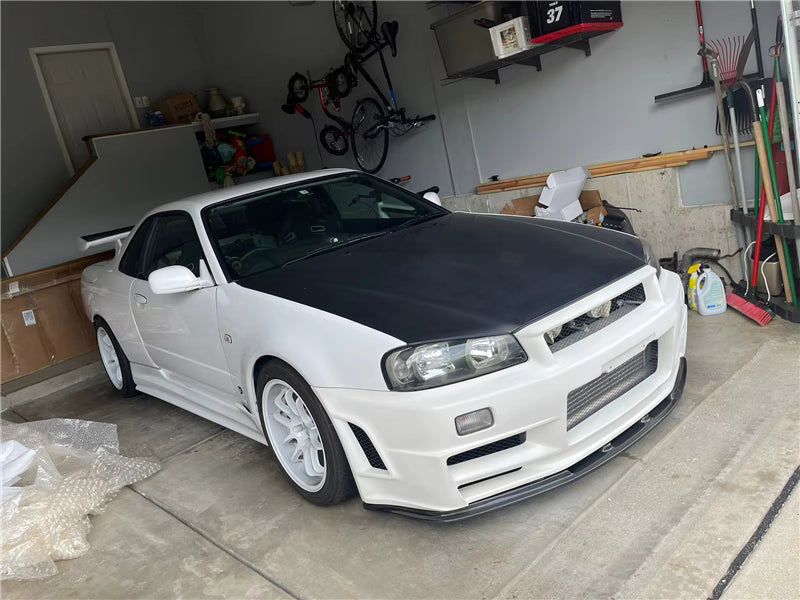 Carbon Fiber Front Lip w/ UnderTray - Nissan Skyline R34 GTR