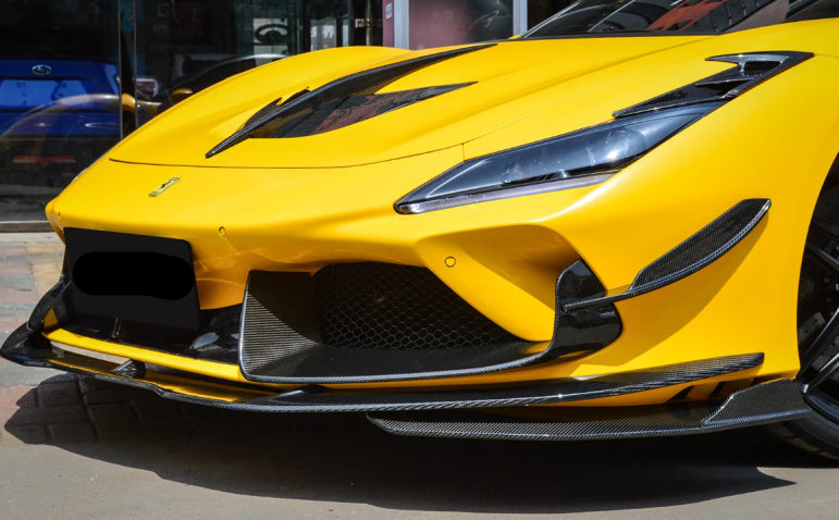 Paktechz Dry Carbon Fiber Front Corner Splitter -  Ferrari F8 Tributo