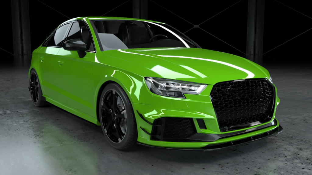 Carbon Fiber Front Bumper foglight Trim Set - AUDI RS3 Sedan 2017-2019