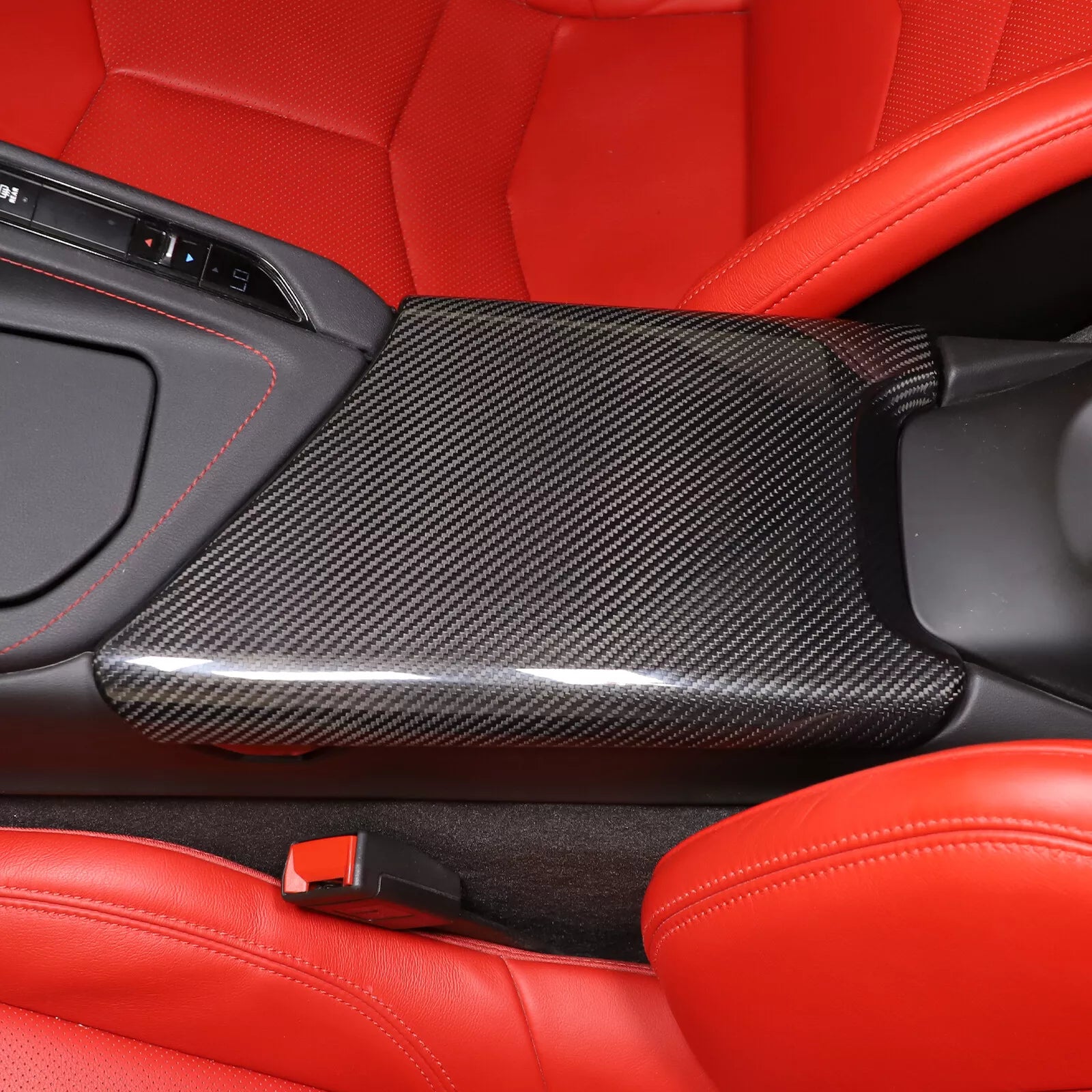 Carbon Fiber Armrest Console Box Cover - Corvette C8