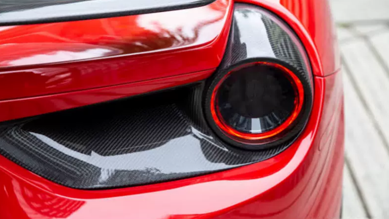 N style Carbon Fiber Rear Fog Tail Light Surround Cover - 488 GTB Spider