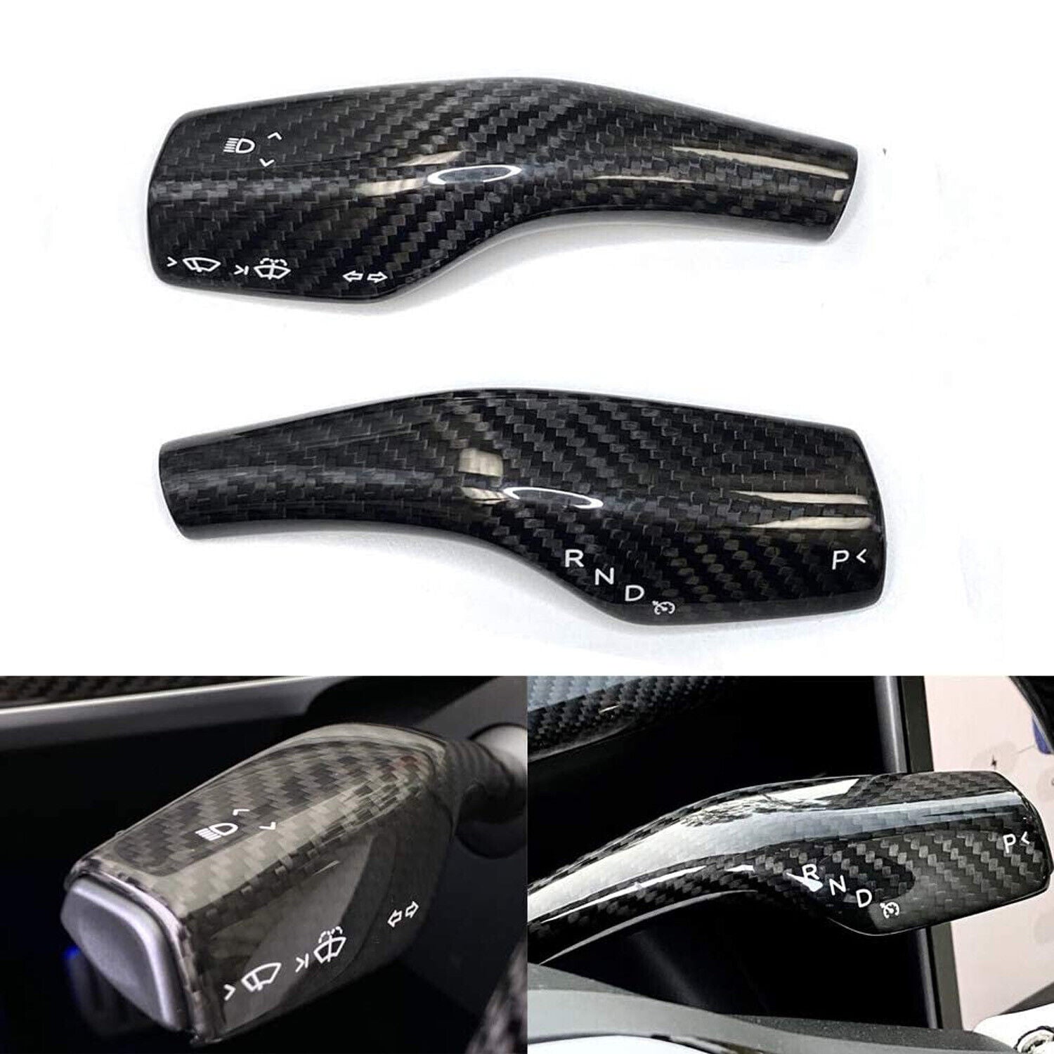 Carbon Fiber Shift Stalk Covers - Tesla Model 3 & Y