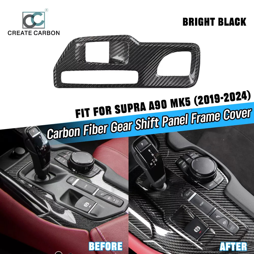 Carbon Fiber Gear Shift Panel Trim Gloss - Toyota Supra A90 MK5
