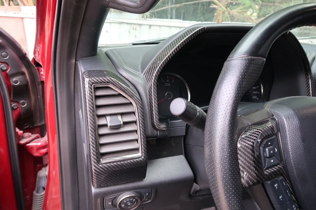 Carbon Dashboard Side Air Vent Outlet Trim - Ford F-150 F350 Raptor 15-20