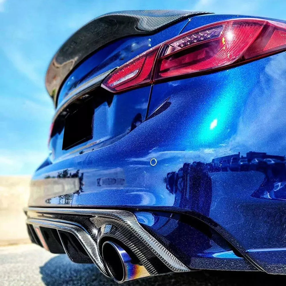 Carbon Fiber Rear Diffuser W/ LED - Infiniti Q50 Q50S 18-24