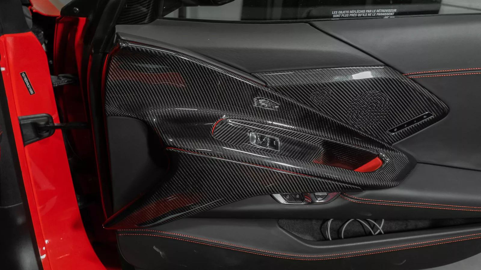 Carbon Fiber Black Inner Door Panel Armrest Cover -  Corvette C8 2020-UP