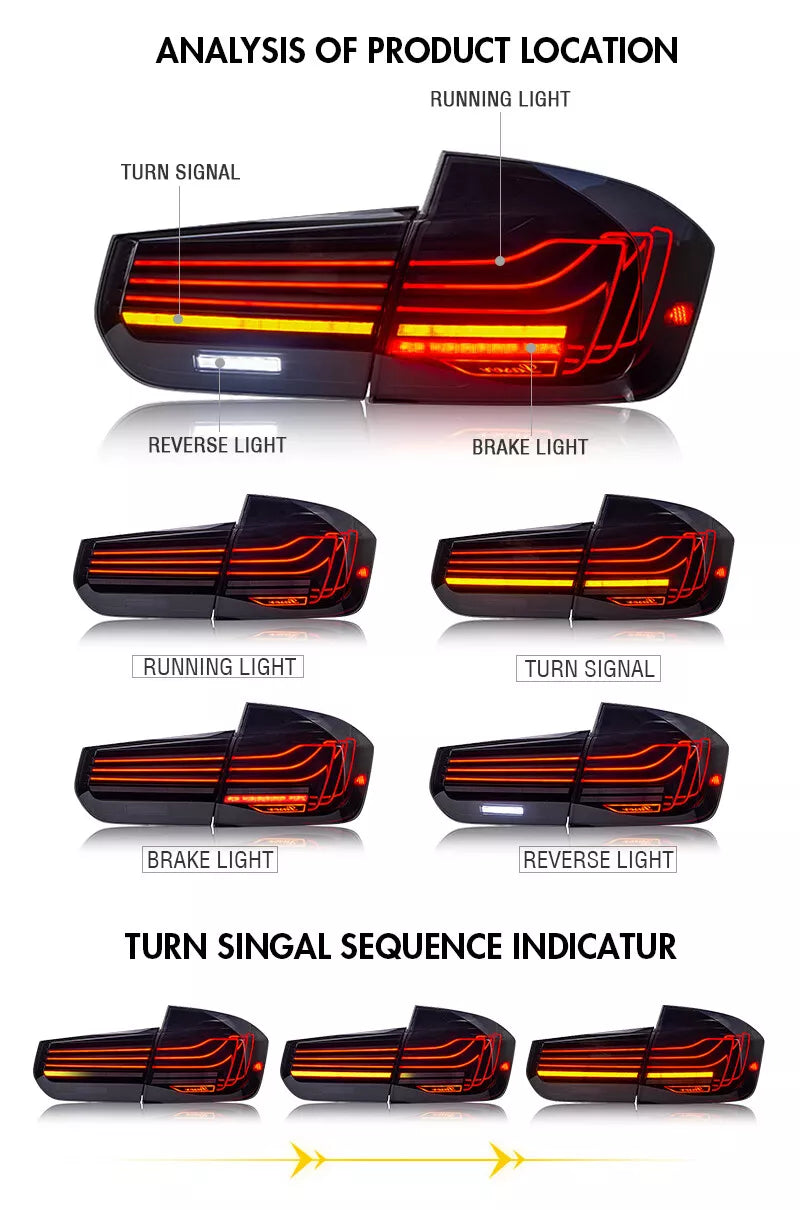 CSL Style Rear Smoked Taillight Set - BMW F30 3 Series & F80 M3