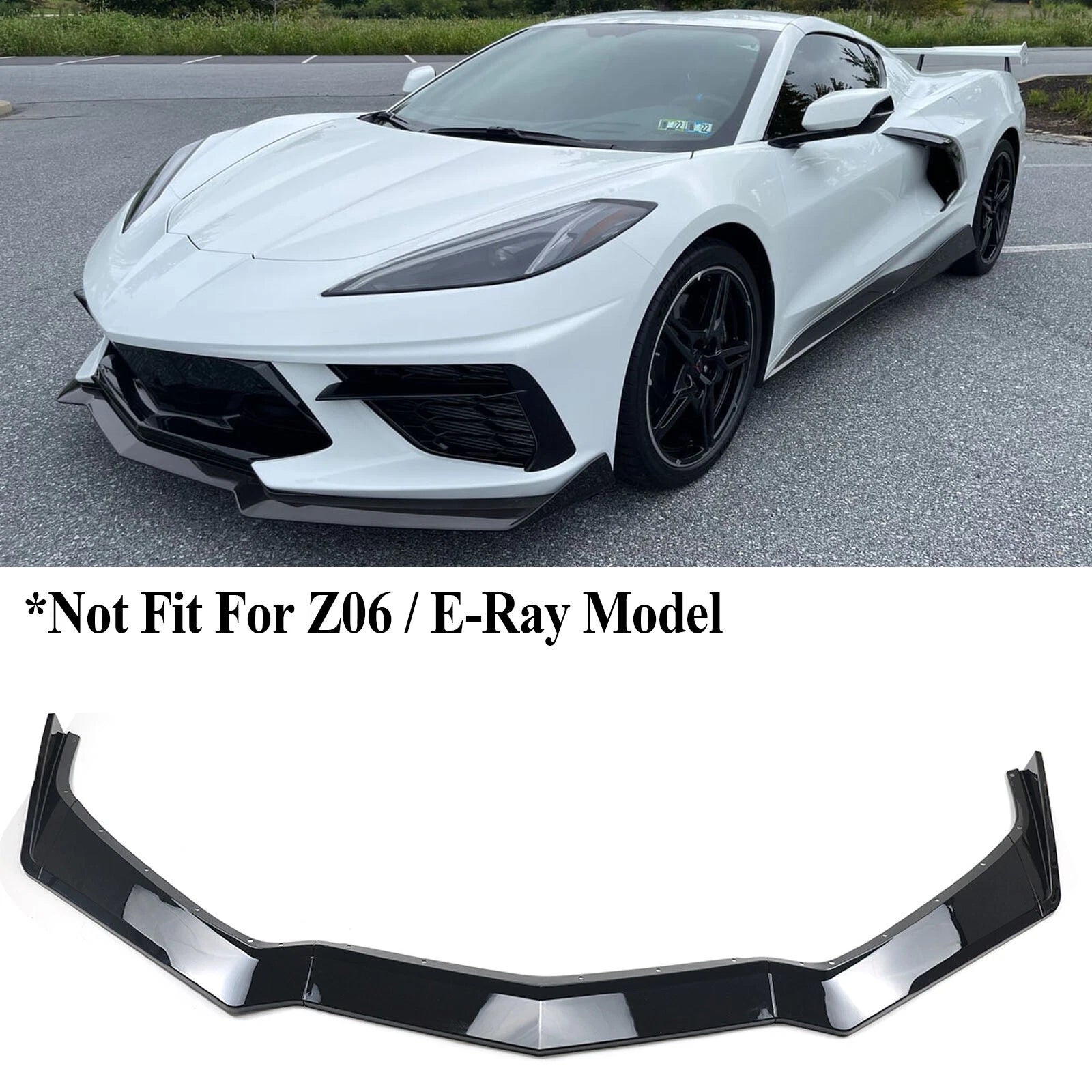 Gloss Black Front Lip V1 - Chevrolet Corvette C8 Z51 Stingray 20-2024