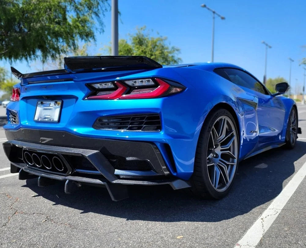 Gloss Black Rear Diffuser Agressive Extension V4 Kit - Corvette C8 Z06 23-27