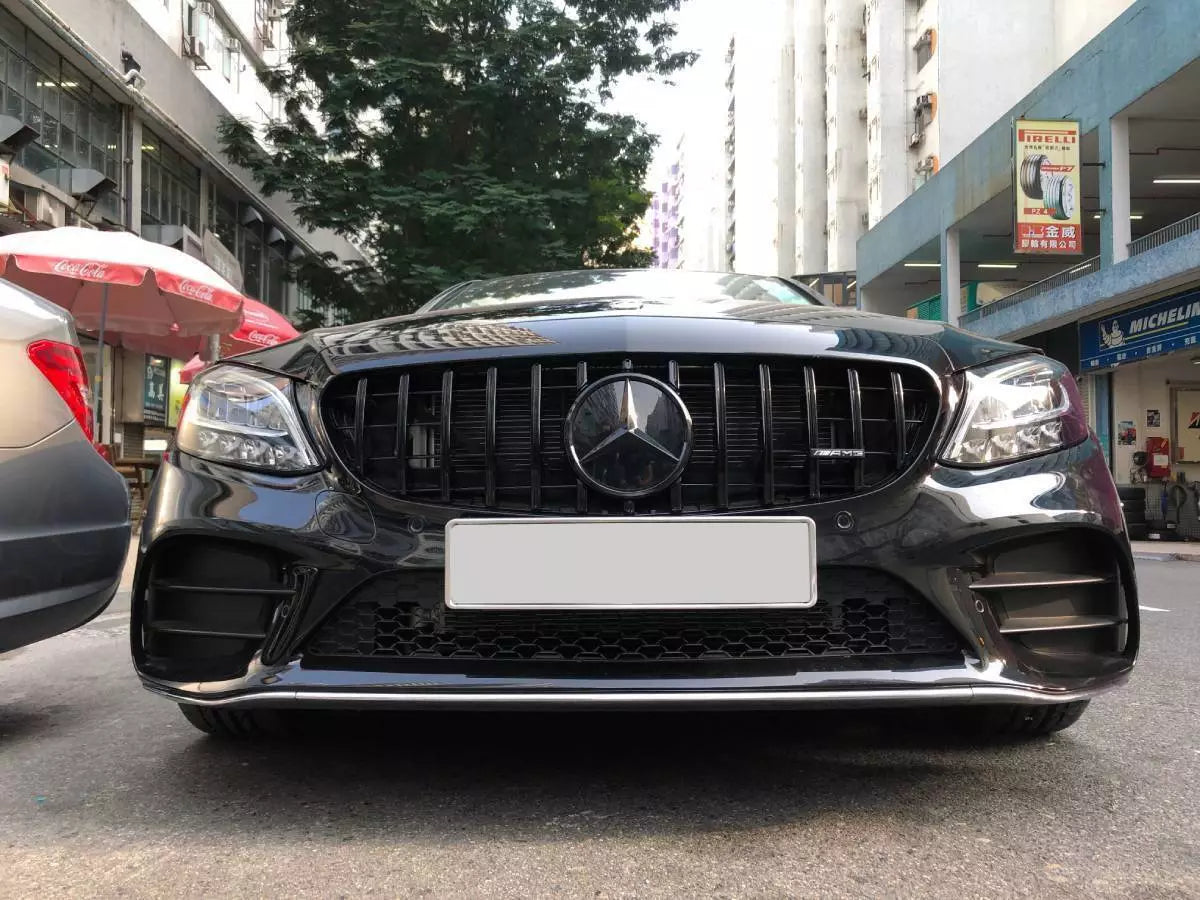 Gloss Black C63 AMG Style Front Grille - 2019-2021 Mercedes Benz C-Class W205 C43