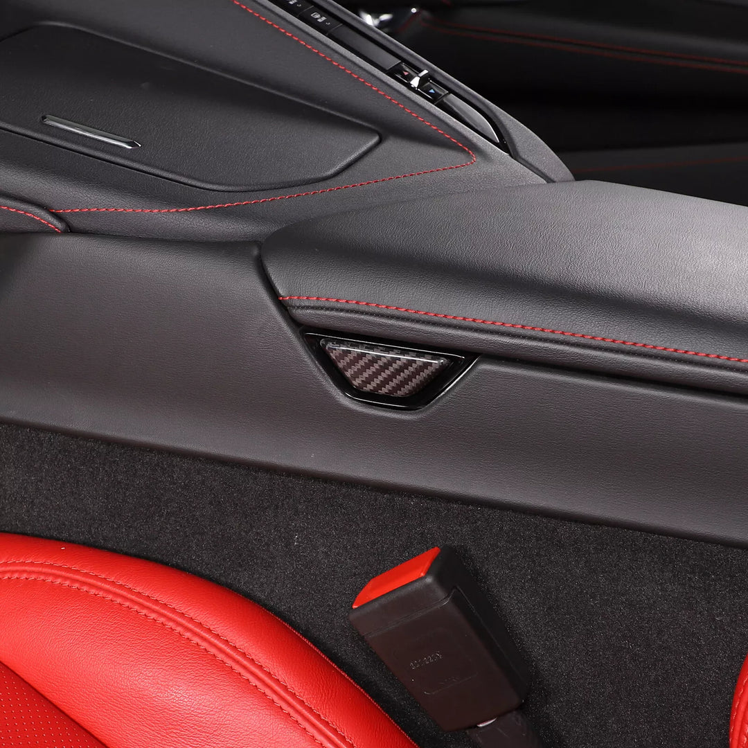 Carbon Fiber Central Armrest Box Switch Cover Trim - Corvette C8 20-25