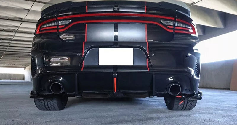 Gloss Black Rear Diffuser W/ Brake Light + Apron Spat - 2020-2023 Charger Widebody