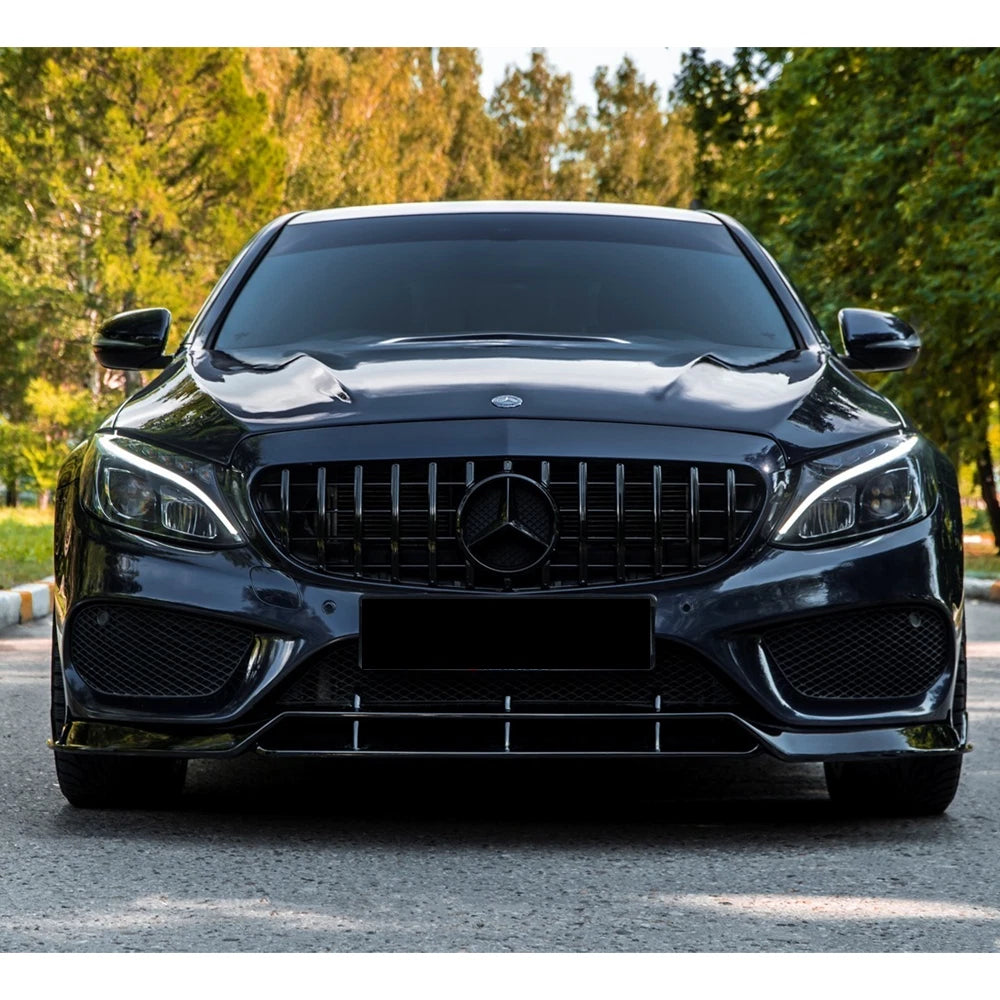 Gloss Black GT Style Front Grille W/ Emblem For Mercedes Benz W205 2015-2018 C-Class C300