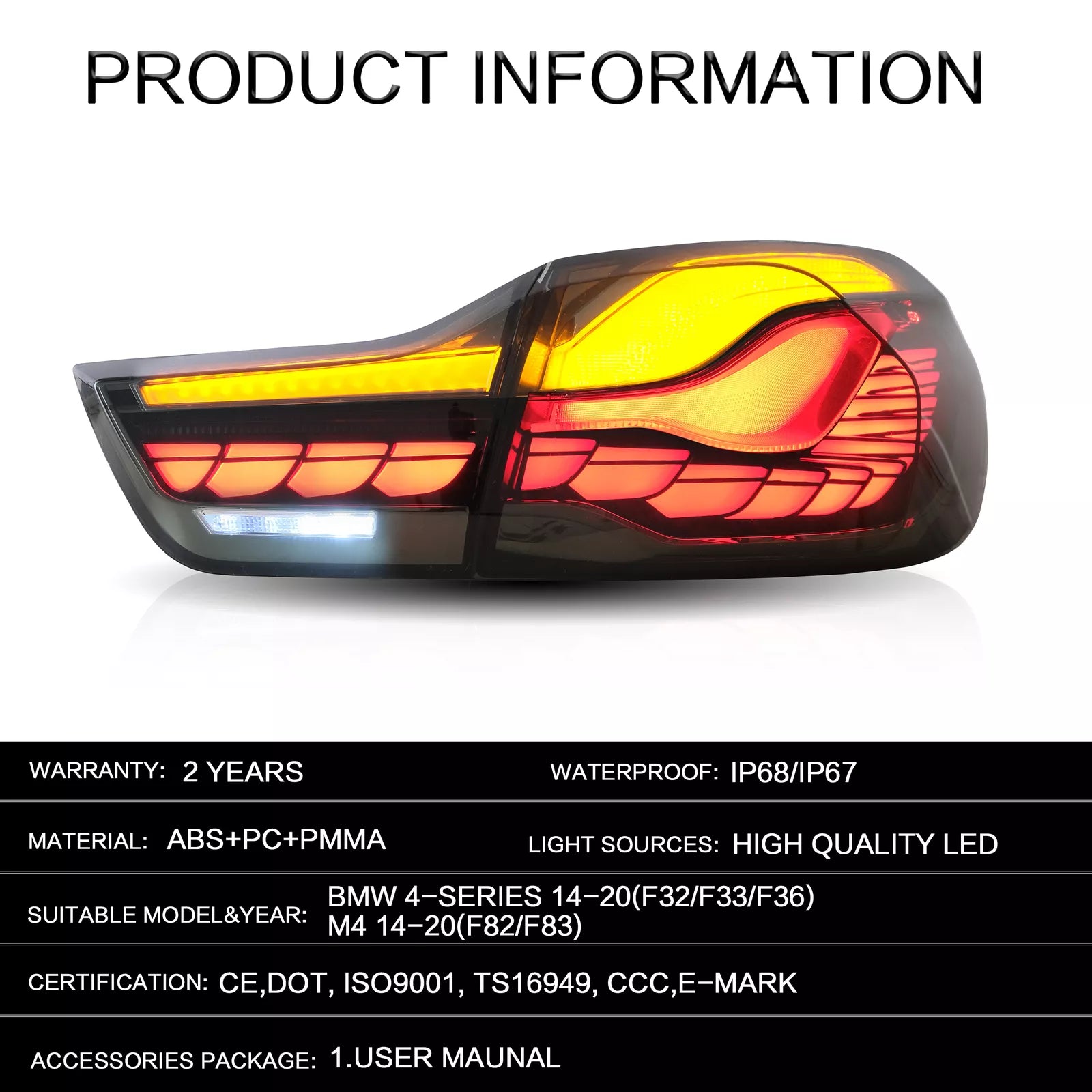 GTS OLED Rear Taillights - BMW F82 / F83 M4 & F32 / F33 / F36 4 Series
