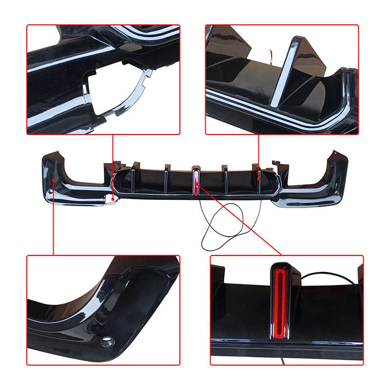 Gloss Black Rear Diffuser w/ Brakelight V2 - BMW X3 G01 M Sport