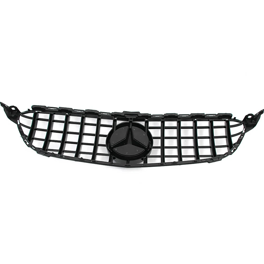 Gloss Black GT Style Front Grille W/ Emblem For Mercedes Benz W205 2015-2018 C-Class C300