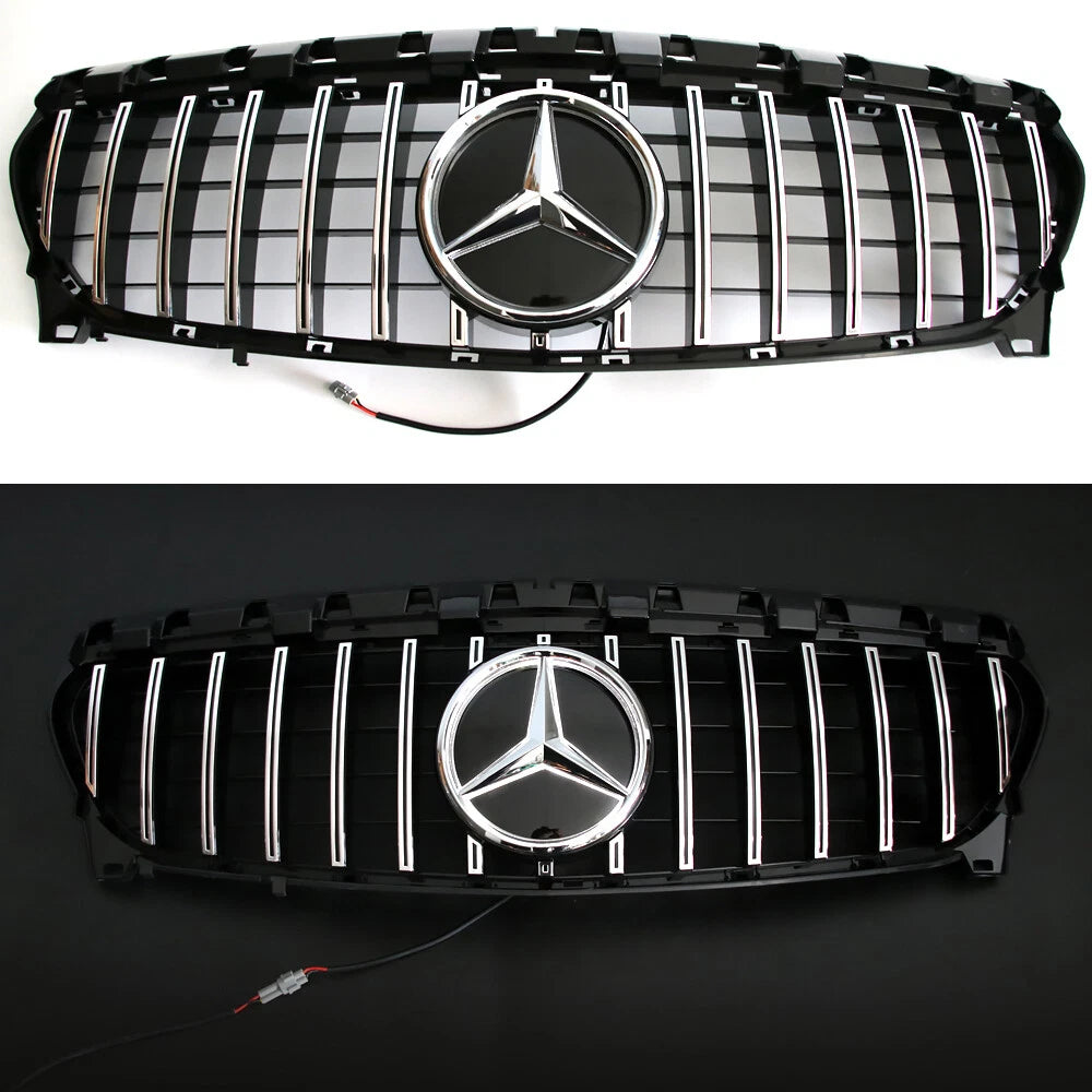 Gloss Black w/ Chrome GT Style Front Grile - Mercedes Benz W117 CLA-Class CLA200 CLA250 2013-19