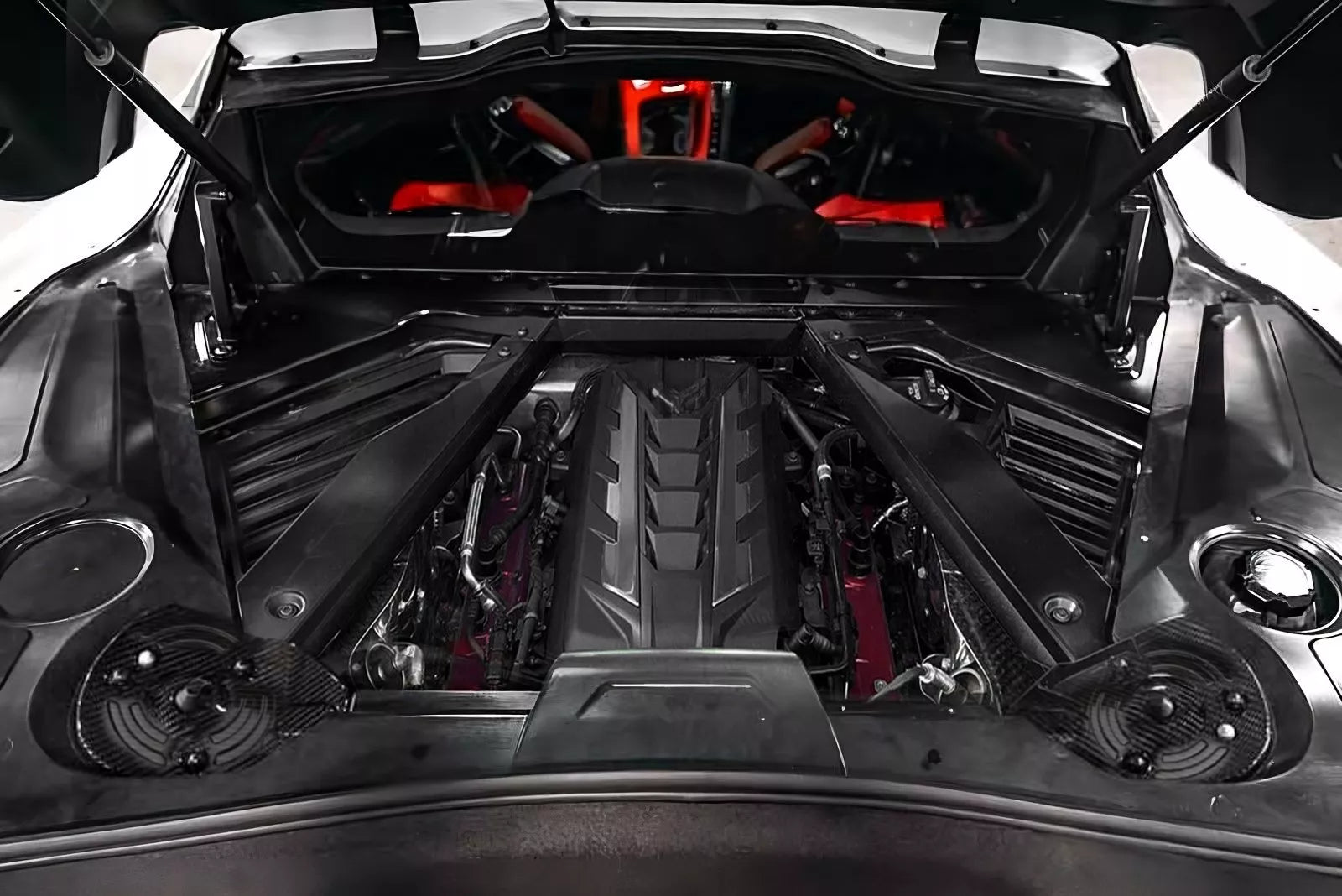 Carbon Fiber Rear Shock Absorber Cover Magnetic Ride Control Panel Trim - Corvette C8