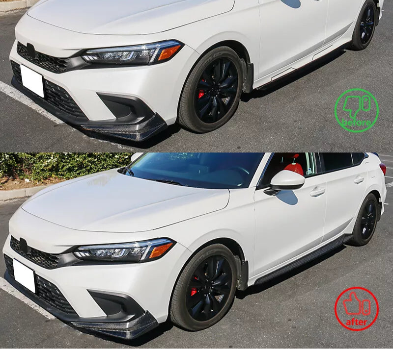 Carbon Fiber Side Skirts Extensions Panel - 22-25 Honda Civic