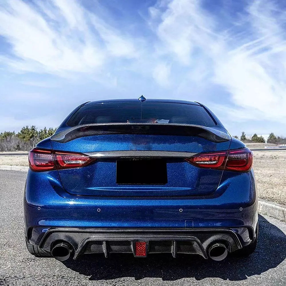 Carbon Fiber Rear Diffuser W/ LED - Infiniti Q50 Q50S 18-24
