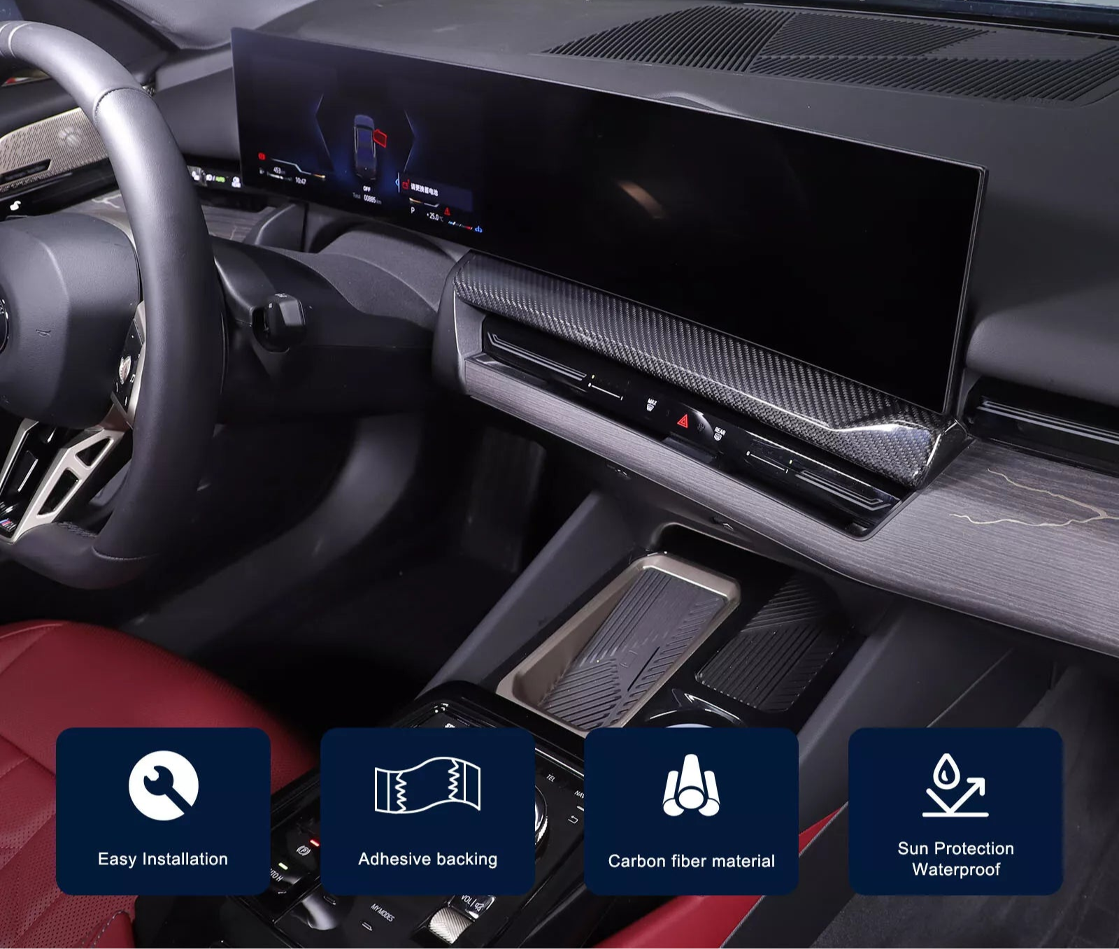 carbon Fiber Center Dash Cover Trim - BMW 5 Series G60