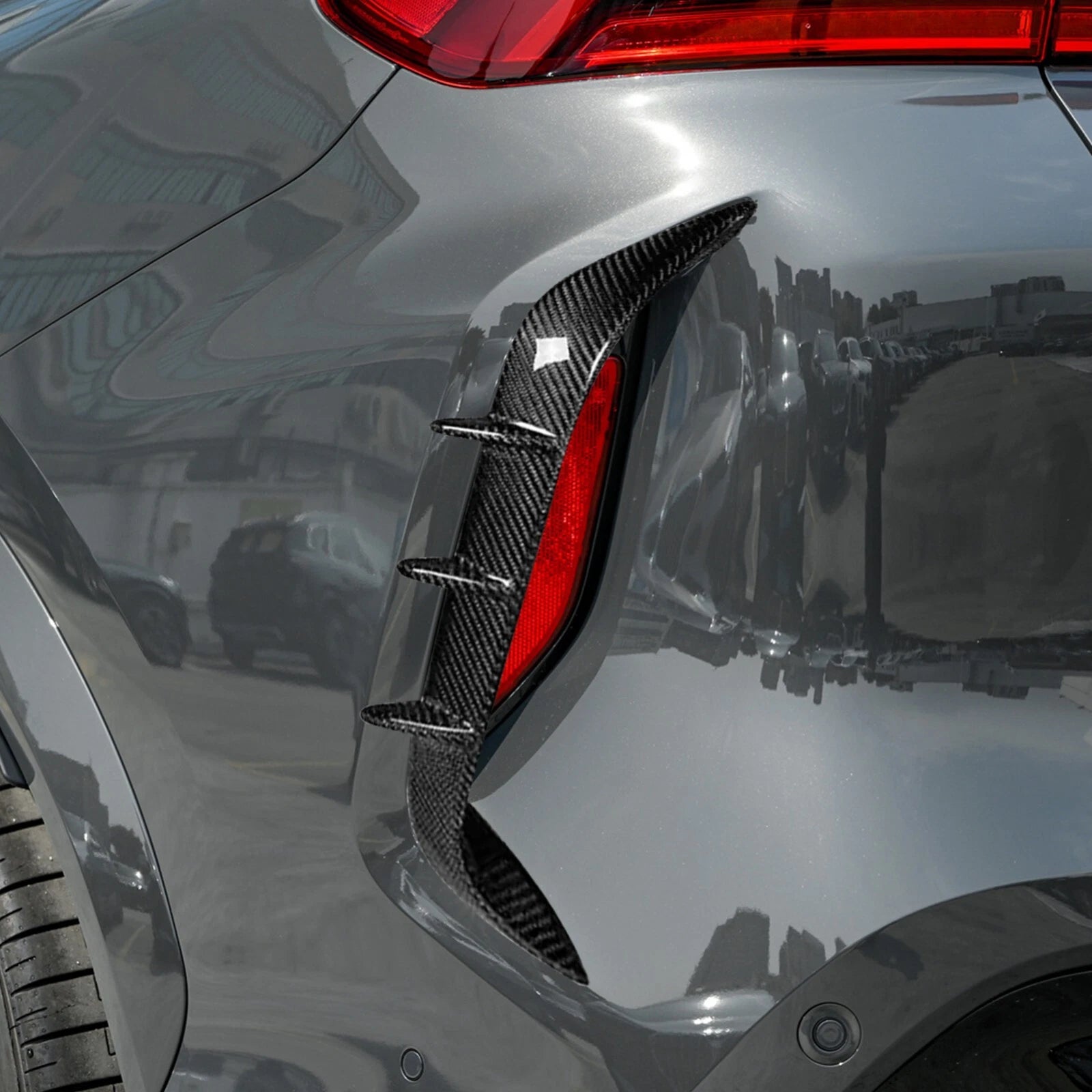 Carbon Fiber Rear Bumper Fog Light Cover Trim - BMW X6M F96 20-25